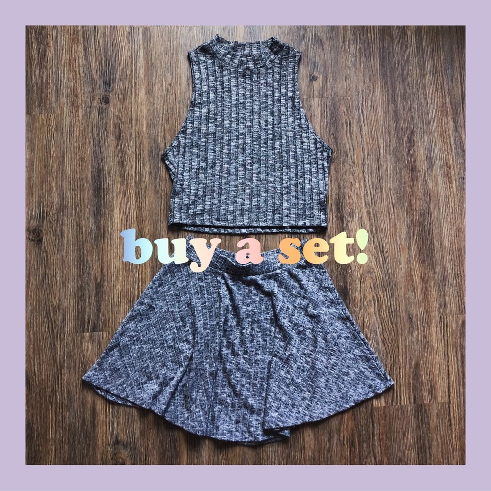 heather gray top&skirt set✨
